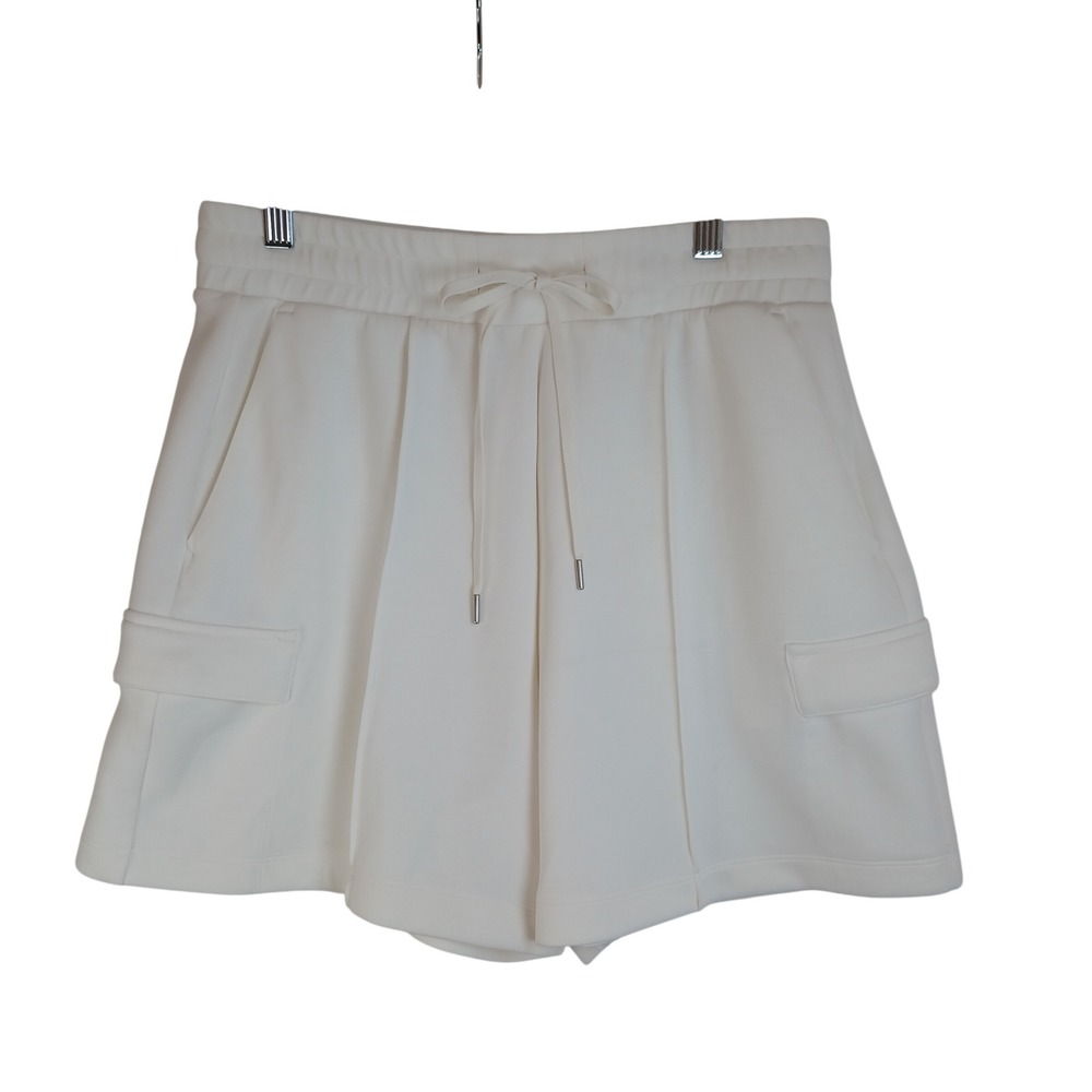 CALIA Sandwash Scuba Cargo Shorts Cloud Cover White High Rise Relaxed Fit M NEW